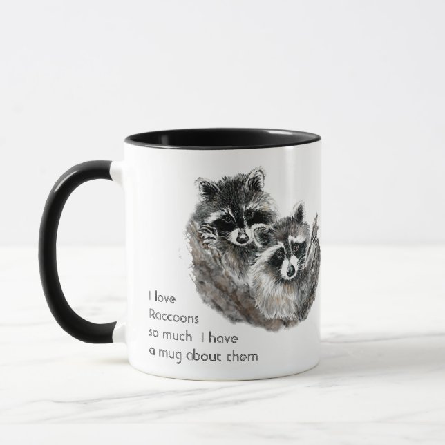 Taza Amar a Raccoon Cute Animales Mucho Divertido Cita  (Izquierda)