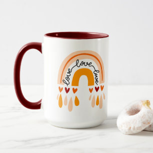 TAZA AMAR EL AMOR A BOHO RAINBOW CON DISEÑO DE CORAZONE