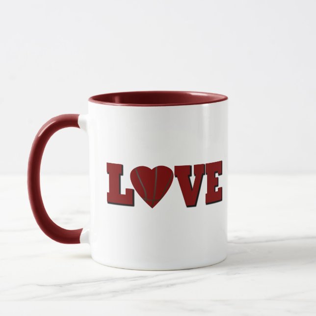 Taza Amar el baloncesto con el corazón rojo (Izquierda)
