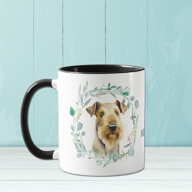 Taza Amar mi Airdale Terrier Wreath Coffee Mug (Subido por el creador)