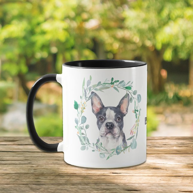 Taza Amar mi Boston Terrier Wreath Coffee Mug (Subido por el creador)