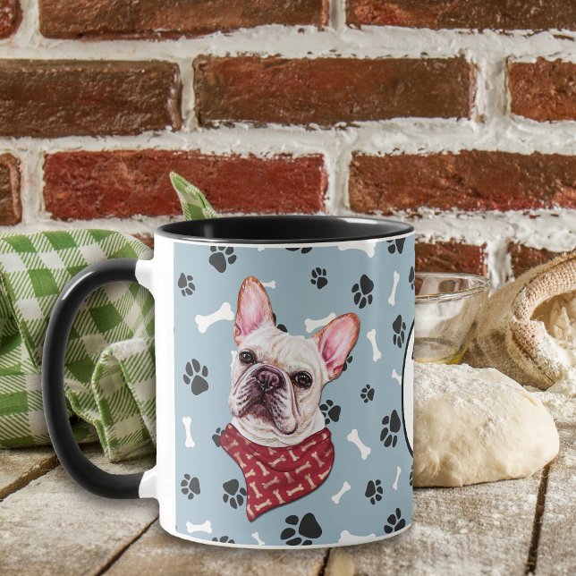 Taza Amar mi huella de Bulldog francesa (Subido por el creador)