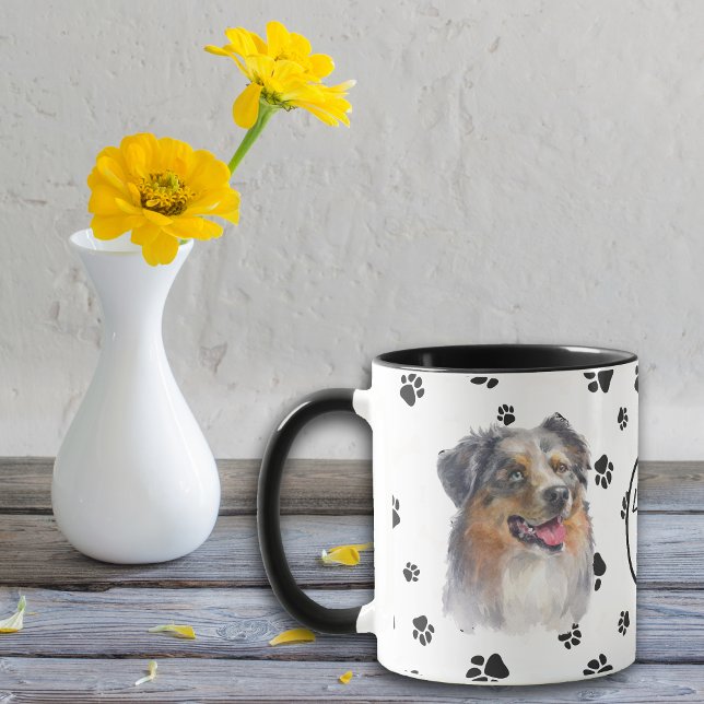 Taza Amar mi huella digital de perro australiano (Subido por el creador)