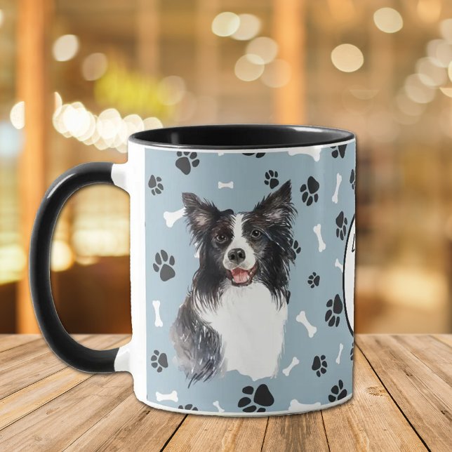 Taza Amar mi huella digital de perro collie de borde (Subido por el creador)