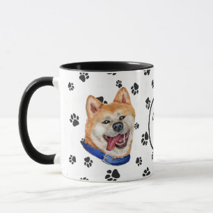 Taza Amar mi huella digital de perro de Akita