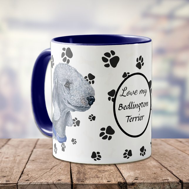 Taza Amar mi huella digital de perro de Bedlington Terr (Subido por el creador)