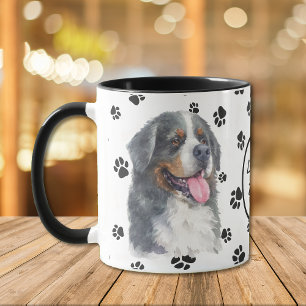 Taza Amar mi huella digital de perro de montaña de Bern
