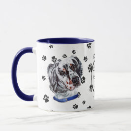Taza Amar mi huella digital de perro de Setter Inglés