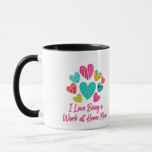 Taza Amar ser un trabajo en casa, mamá con corazones co