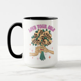 Taza Amar tu propio cráneo Bouquet Valentine Rosa Retro