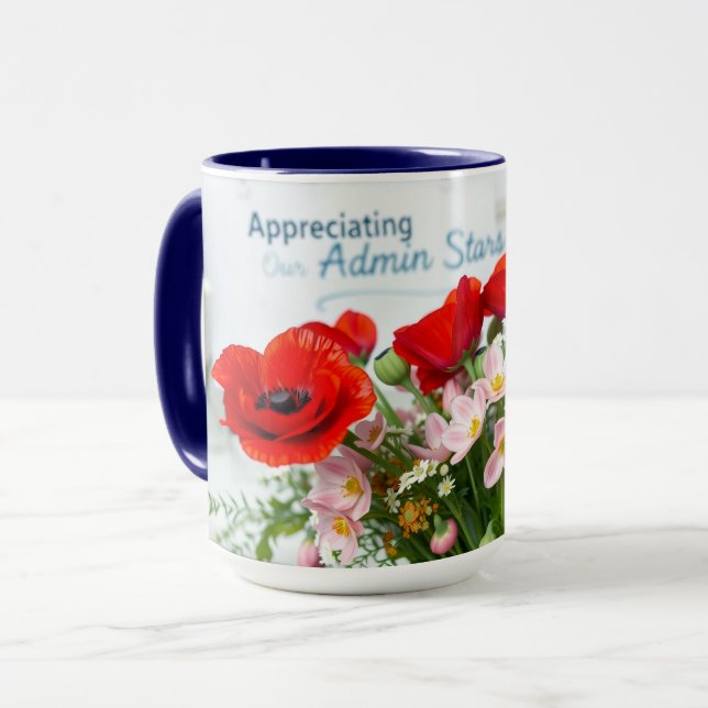Taza Amaranto Rojo Aplicación de Agradecimiento Arte Fl (Anverso izquierdo)