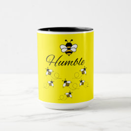 TAZA AMARILLA BLANCA CERÁMICA 15 OZ. ABEJA HUMILDE