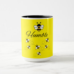 TAZA AMARILLA BLANCA CERÁMICA 15 OZ. ABEJA HUMILDE