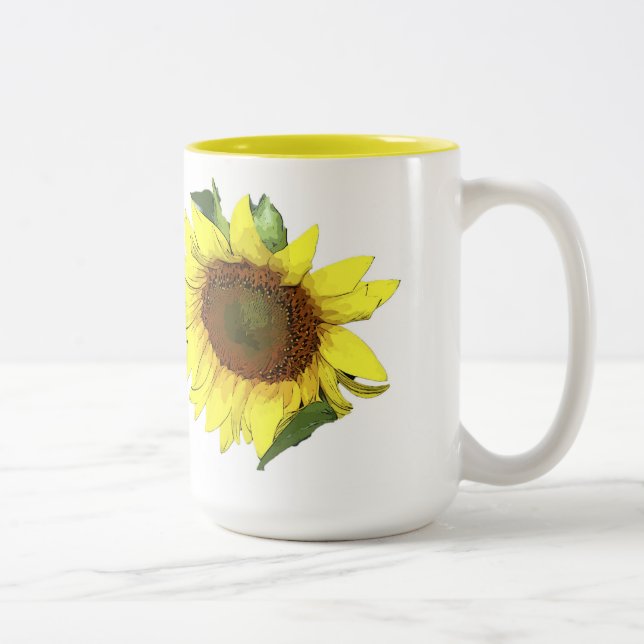 Taza amarilla del girasol de la taza con el (Derecha)