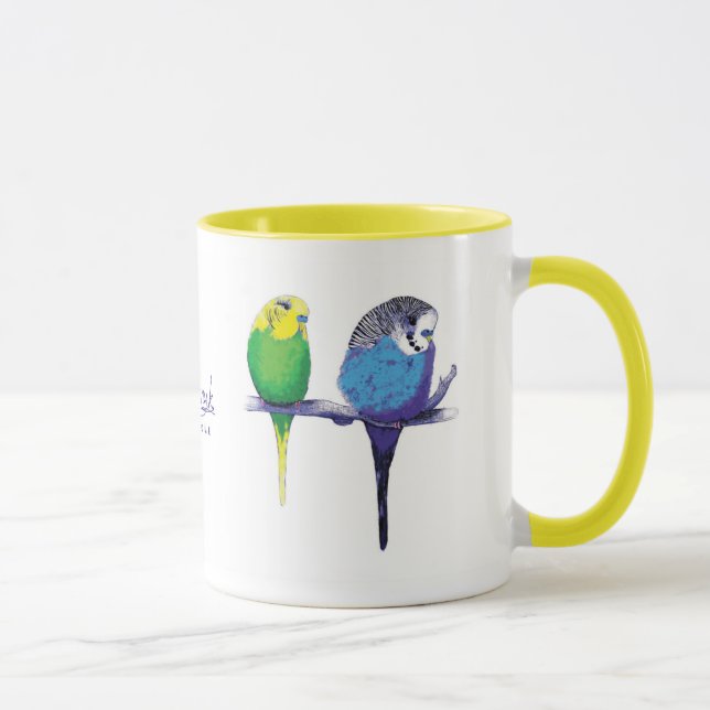 Taza amarilla del loro del pájaro de Budgie (Derecha)