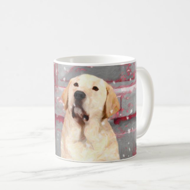 Taza amarilla del navidad del laboratorio del (Anverso derecho)