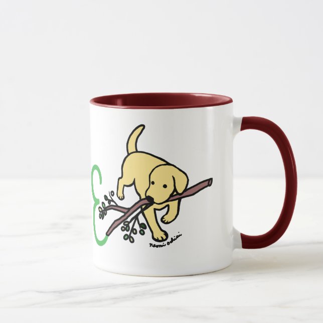 Taza amarilla personalizada del amor de Labrador (Derecha)