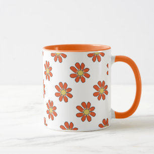 Taza Amarillo anaranjado del estampado de flores de los