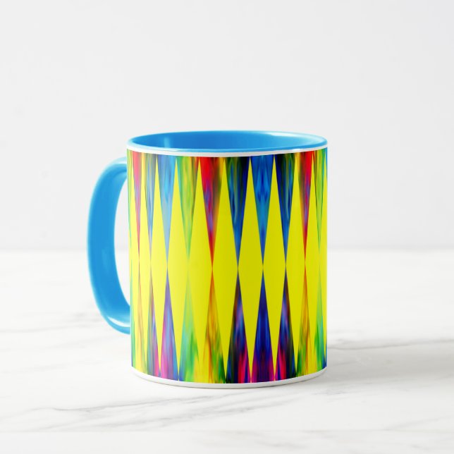 Taza [Amarillo brillante geométrico del Harlequin de la (Anverso izquierdo)