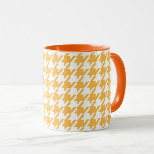 Taza Amarillo Brillante y Clásico Cuadro de Houndstooth