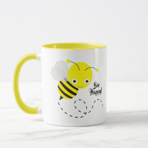 Taza Amarillo Bumble Bee, sé feliz diciendo