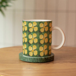 Taza Amarillo Celandina Amapola Estampado Floral