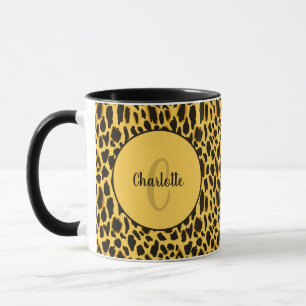Taza Amarillo Chic y Estampado de Leopardo Cheetah Pers