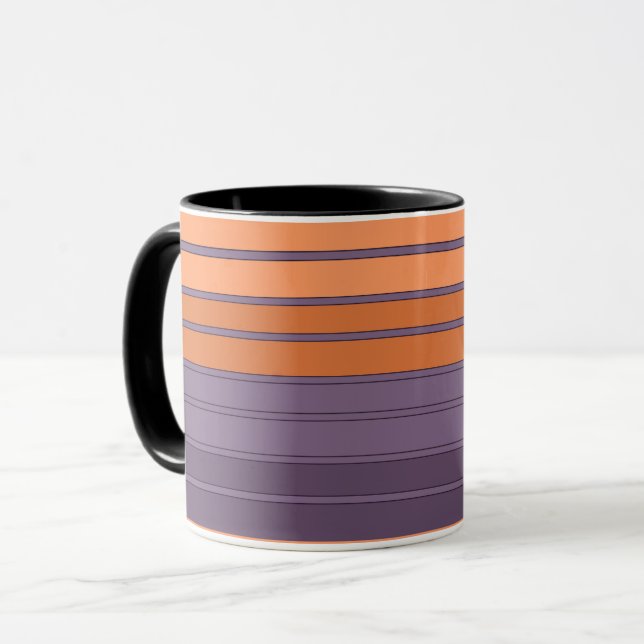 Taza Amarillo con patrón de rayas lilas (Anverso izquierdo)