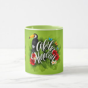 Taza Amarillo de las flores de Aloha Hawaii