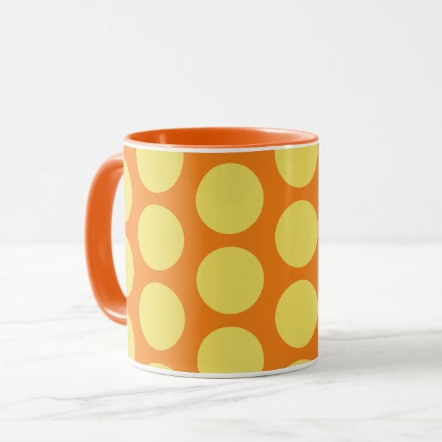 Taza Amarillo en la Naranja Polka Dot Art Mug Cup (Anverso izquierdo)