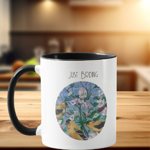 Taza Amarillo Pintado a Mano Pinzón Personalizado