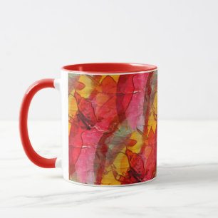 Taza Amarillo rojo del arte de la acuarela