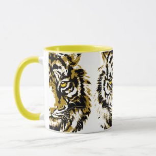 Taza Amarillo tigre   Colorido tazón de café de tigre