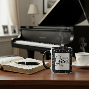 Taza Amazing Grace música en blanco y negro