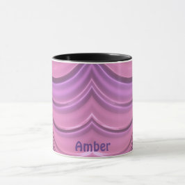 Taza AMBER ~ GLOSSY 3D Zany Pink Mauve Fractal ~