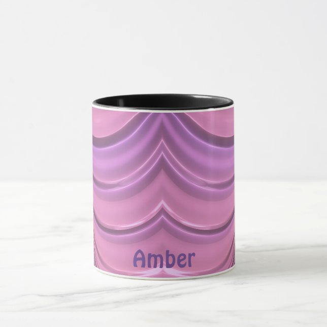 Taza AMBER ~ GLOSSY 3D Zany Pink Mauve Fractal ~ (Centro)