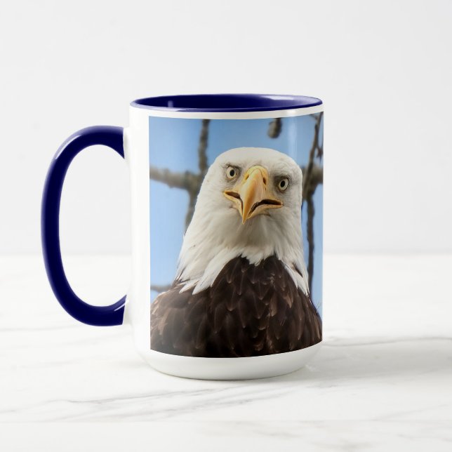 Taza American Bald Eagle Face Wildlife Funny Blue (Izquierda)