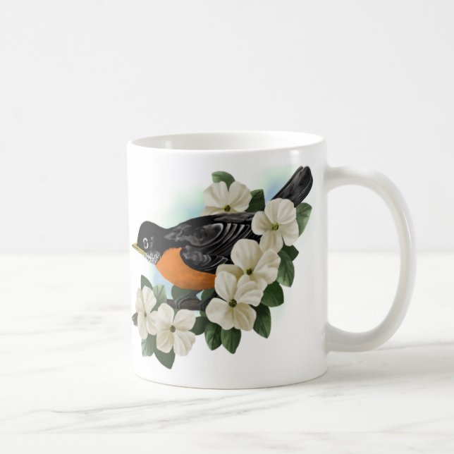 Taza americana de la flor del petirrojo y del (Derecha)