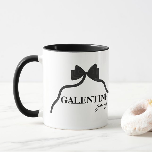 Taza Amigo de la banda Galentine Valentine Black Bow (Con donut)