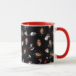Taza Amigo el Elfo Patrón de Garabatos Negro