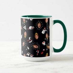 Taza Amigo el Elfo Patrón de Garabatos Negro
