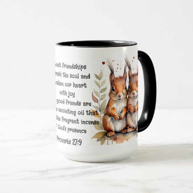 Taza Amigo lindo ardillas proverbios Cita de amistad (Anverso derecho)