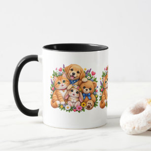 Taza Amigos Animales Adorables Gato Perro Conejo Oso Ca