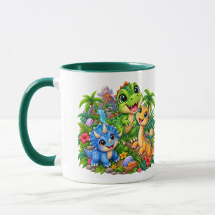 Taza Amigos Cute Dinosaurio T Rex Triceratops