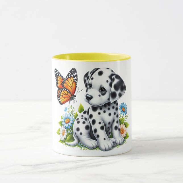 Taza Amigos de Cute Dalmatian/Butterfly (Centro)