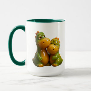 Taza Amigos de dinosaurios lindos abrazándose