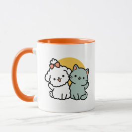 Taza Amigos De Verdad Para Siempre | Dúo de gato y perr