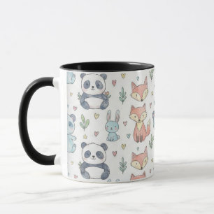 Taza Amigos del bosque con acuarela pastel y patrón de 