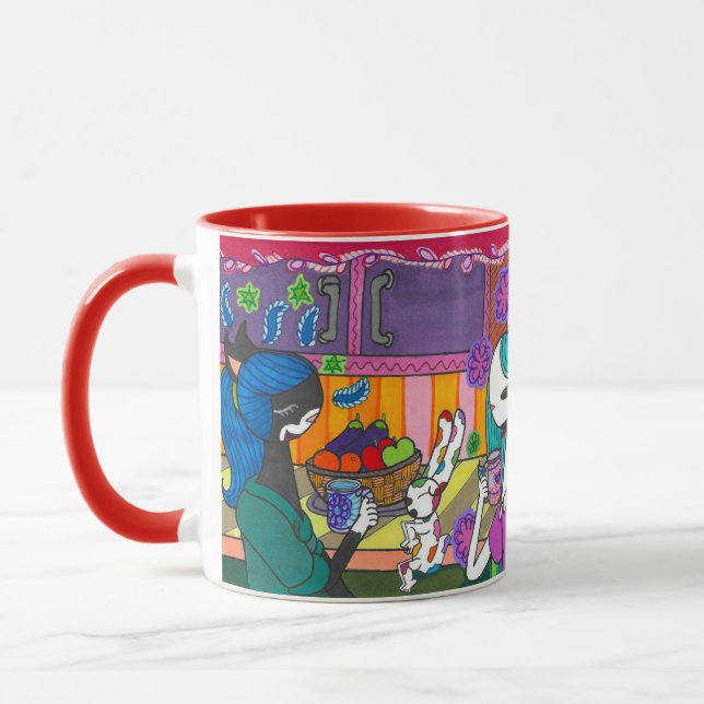 Taza "Amigos del gato Kitty" café matutino Mug (Izquierda)
