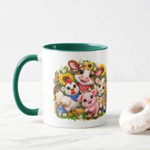 Taza Amigos Divertidos de la Granja Vaca Pollo Cabra Ce
